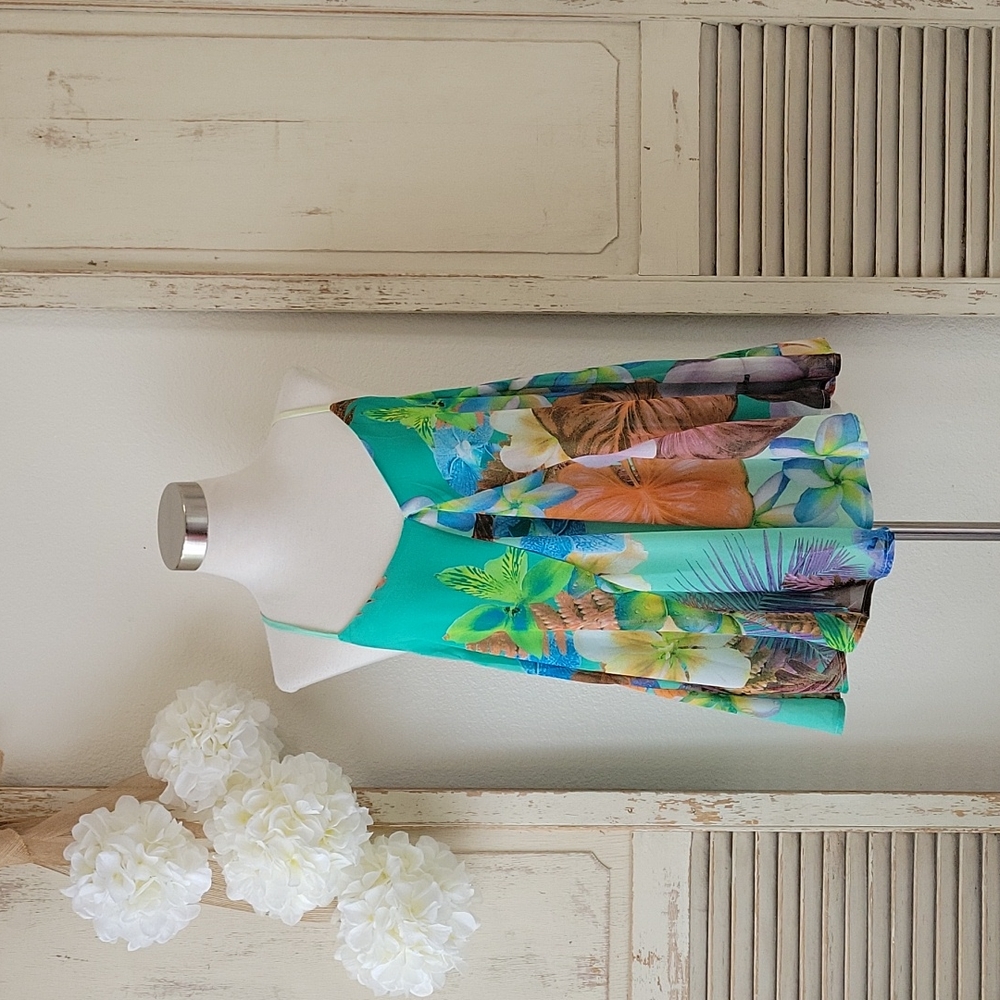 Isabel lu tropical floral boho sleeveless top women's size large